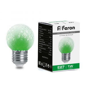 FERON Лампа-строб, (1W) 230V E27 зеленый G45 , LB-377