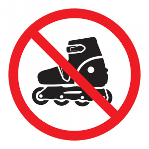Наклейка запрещающий знак «На роликах не заходить» 150х150 мм