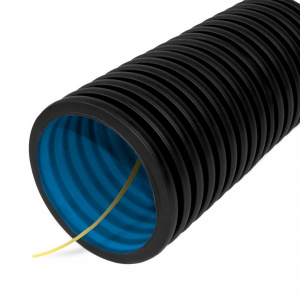 ПРОМРУКАВ Труба гофрированная двустенная ПНД гибкая тип 450 (SN18) стойкая к ультрафиолету не распространяющая горение с/з черная d63 мм (100м/уп)