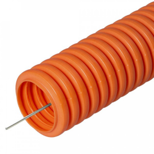 ПРОМРУКАВ Труба гофрированная ПНД тяжёлая 750 Н безгалогенная (HF) оранжевая с/з d20 мм (100м/4800м уп/пал)