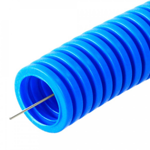 ПРОМРУКАВ Труба гофрированная ПП лёгкая 350 Н безгалогенная (HF) синяя с/з d16 мм (100м/5500м уп/пал)