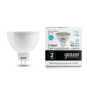 Лампа Gauss LED Elementary MR16 GU5.3 7W 4100К