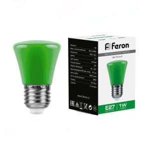 FERON Лампа светодиодная,  (1W) 230V E27 зеленый C45, LB-372
