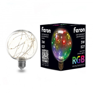 FERON Лампа светодиодная LB-382 E27 3W RGB
