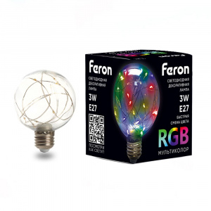 FERON Лампа светодиодная LB-381 E27 3W RGB