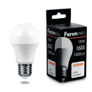 Изображение товара FERON PRO Лампа светодиодная LB-1015 (15W) 230V E27 6400K A60 OSRAM LED