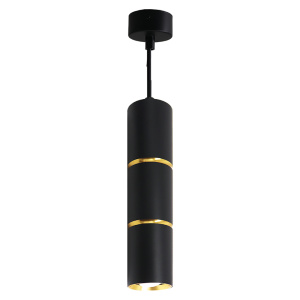Изображение товара FERON Светильник потолочный на подвесе R16 35W, 230V, GU10, чёрный, золото D55*H180 ML1868