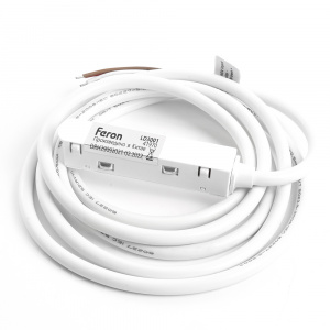 FERON Соединитель-коннектор для низковольтного шинопровода, белый, кабель 2м LD3001