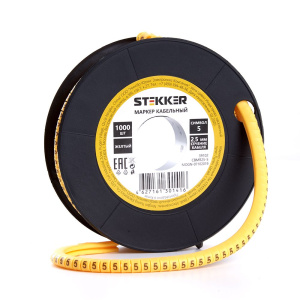 STEKKER Кабель-маркер 5 для провода сеч. 6мм2 , желтый, CBMR40-5 (500шт в упак)