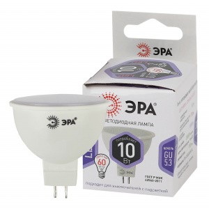 Лампочка светодиодная ЭРА STD LED MR16-10W-860-GU5.3 GU5.3 10Вт софит холодный дневной свет