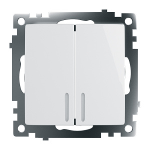 STEKKER Выключатель электрический 2-клавишный c индикатором (механизм), серия Катрин, GLS10-7102-01, белый
