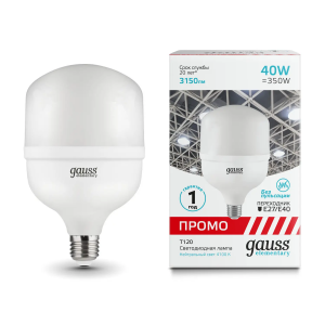 Лампа Gauss Elementary T120 40W 3150lm 4100K E27/E40 Promo LED