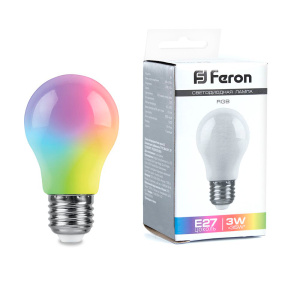FERON Лампа светодиодная LB-375 E27 3W матовый RGB плавная сменая цвета от оптового интернет-магазина Макел25.