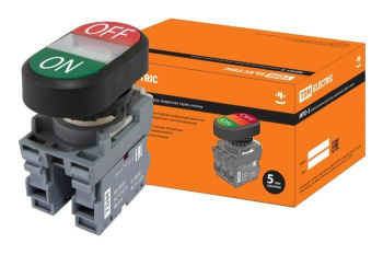 Изображение товара Кнопка двойная MPD3-11С (зеленая/красная) (LED) в сборе d22мм/220В (ON/OFF)  линза прозрачная TDM