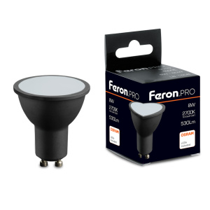 FERON Лампа светодиодная, (8W) 230V GU10 2700K MR16 в черном корпусе, LB-1608 от оптового интернет-магазина Макел25.