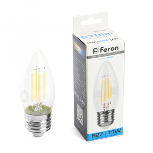 FERON Лампа светодиодная, (11W) 230V E27 6400K прозрачная, LB-713