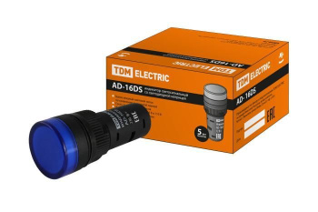 Изображение товара Лампа AD-16DS(LED)матрица d16мм синий 230В АС TDM