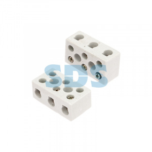 Клемма керамическая винтовая КВ 12 мм² 3 пары контактов с крепежным отверстием (45 шт./уп.) REXANT