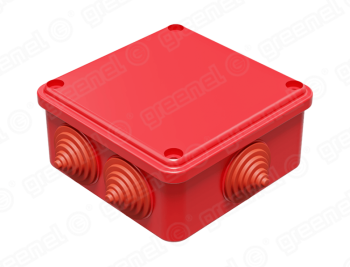 GREENEL Коробка распределительная наружного монтажа 100х100х50мм, IP55, 6 гермовводов (48шт), цвет - красный