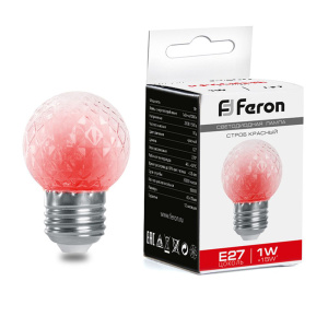 FERON Лампа-строб, (1W) 230V E27 красный G45 , LB-377 от оптового интернет-магазина Макел25.