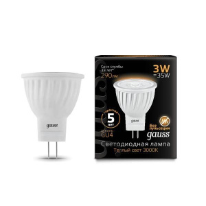 Изображение товара Gauss лампа светодиодная MR11 GU4 3W теплая 2700К