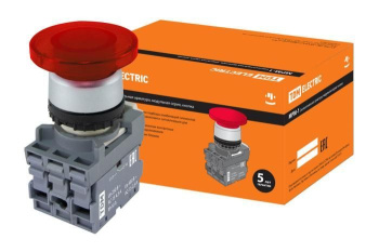 Изображение товара Кнопка грибовидная МРМ1-11R(LED) в сборе d40мм/220B 1з+1р красная TDM