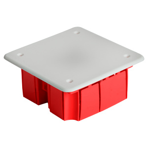 STEKKER EBX30-01-1-20-92 Коробка монтажная для сплошных стен, с крышкой, 92*92*45мм, IP20, красный (GE41001)