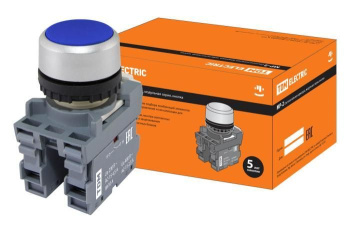 Изображение товара Кнопка с фиксацией MP2-20L в сборе d22мм 1з+1р синяя TDM