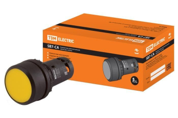 Изображение товара Кнопка с фиксацией SB7-CAL55 d22мм 1з+1р желтая TDM