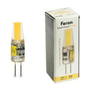 Изображение товара FERON Лампа светодиодная, (3W) 12V G4 2700K JC, LB-424