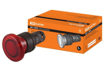 Изображение товара Кнопка грибовидная SB7-CWM42-24V(LED) d35мм 1р красная TDM