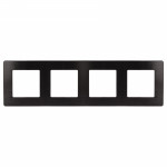 Рамка для розеток и выключателей ЭРА Серия 12 12-5104-06 на 4 поста, Сатин, чёрный