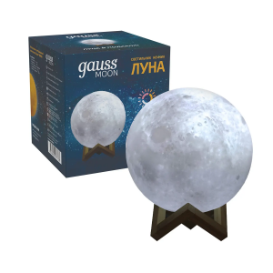 Gauss Светильник настольный NN001 3D Луна 1W 5V Li-ion 450mA D10см белый LED 1/6/24