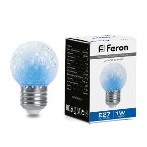 FERON Лампа-строб, (1W) 230V E27 синий G45 , LB-377