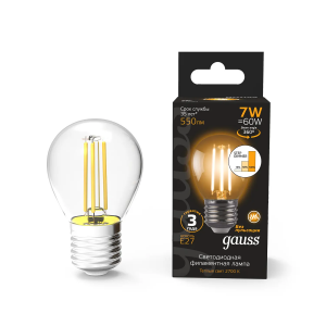 Лампа Gauss LED Filament Шар E27 7W 550lm 2700K step dimmable