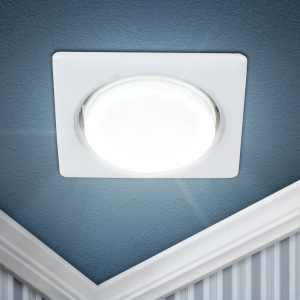 Эра светильник под лампу GX53 для натяжных потолков квадратный белый*