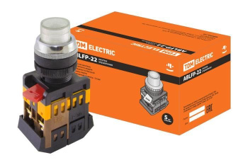 Изображение товара Кнопка ABLFP-22 прозрачн. d22мм неон/230В 1з+1р TDM