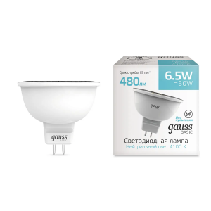 Gauss Basic Лампа MR16 6,5W 480lm 4100K GU5.3 LED