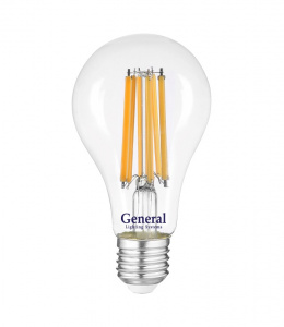 GENERAL лампа светодиодная прозрачный филамент ЛОН А65 GLDEN-A65S-25ВТ-230-E27-4500