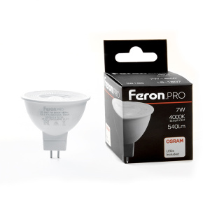 FERON Лампа светодиодная, (7W) 230V G5.3 4000K MR16 с линзой 38 градусов, LB-1607 от оптового интернет-магазина Макел25.