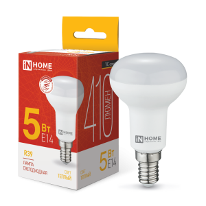 IN HOME Лампа светодиодная LED-R39-VC 5Вт 230В Е14 3000К 410Лм