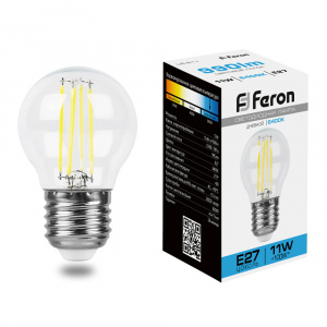 FERON Лампа светодиодная, (11W) 230V E27 6400K прозрачная, LB-511