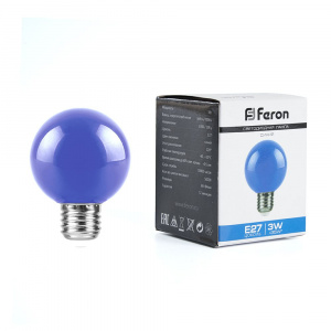 FERON Лампа светодиодная LB-371 Шар E27 3W синий