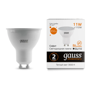 Лампа Gauss Elementary MR16 11W 850lm 3000K GU10 LED