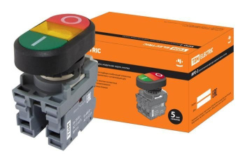 Изображение товара Кнопка двойная MPD2-11Y (зеленая/красная) (LED) в сборе d22мм/220В (I/O)  линза желтая TDM