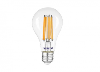GENERAL лампа светодиодная прозрачный филамент  ЛОН 25W E27 6500K GLDEN-A65S-25ВТ-230-E27-6500
