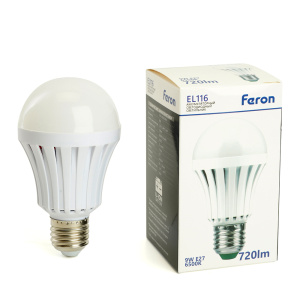 Изображение товара FERON Светильник аккумуляторный, 9W Е27 AC/DC, белый, EL116