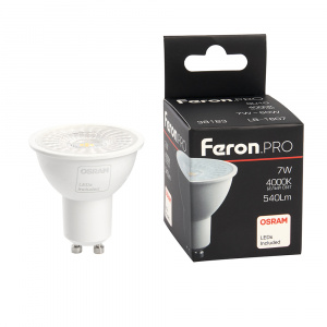 FERON Лампа светодиодная, (7W) 230V GU10 4000K MR16 с линзой 110 градусов, LB-1607