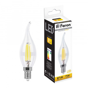 FERON Лампа светодиодная LB-67 Свеча на ветру E14 7W 2700K