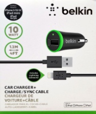 Автомобильное зарядное устройство Belkin на 1 USB, 10W,  2.1A, Lightning,  для iPhone.